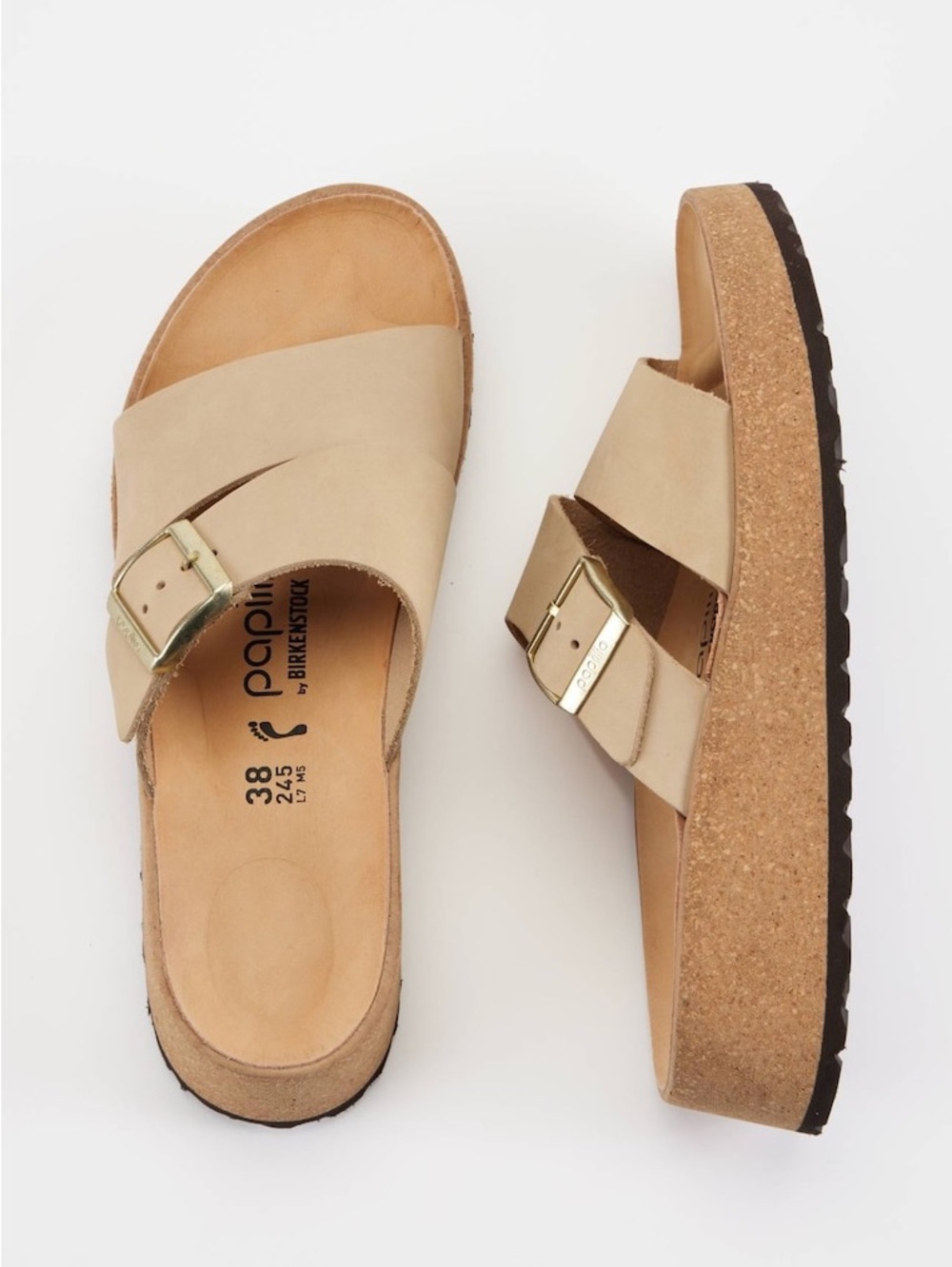 Birkenstock Papillio Beige Cork Slide Sandals